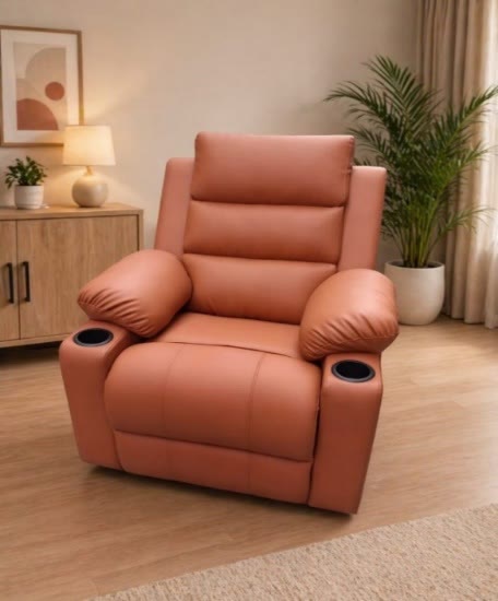 Coral single recliner with cup holders